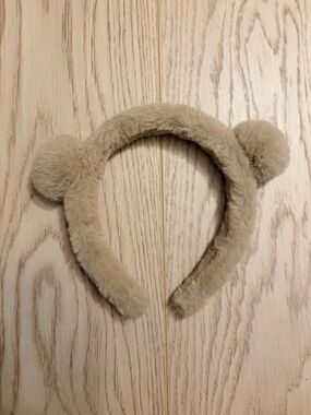 Plush Bear Ear Headband Fuzzy Spa Hair Makeup Accessory Khaki FREE WITH BUNDLE